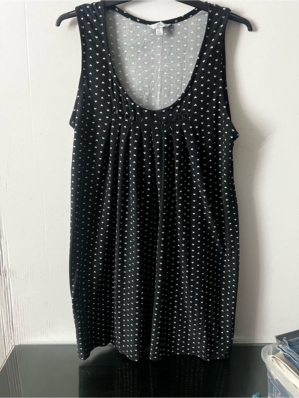 Women's Black Heart-Print Sleeveless Sleep Tank